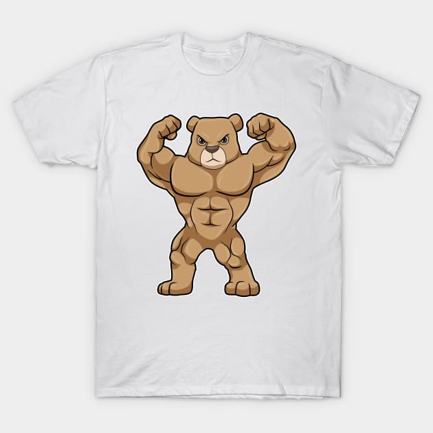 Bear as Bodybuilder with big Muscles T-Shirt by Markus Schnabel